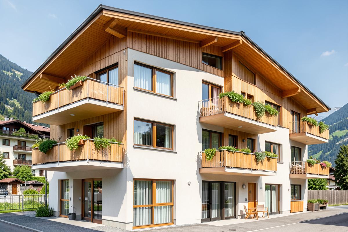 Saniertes Mehrfamilienhaus mit Holzakzenten und neuen Balkonen